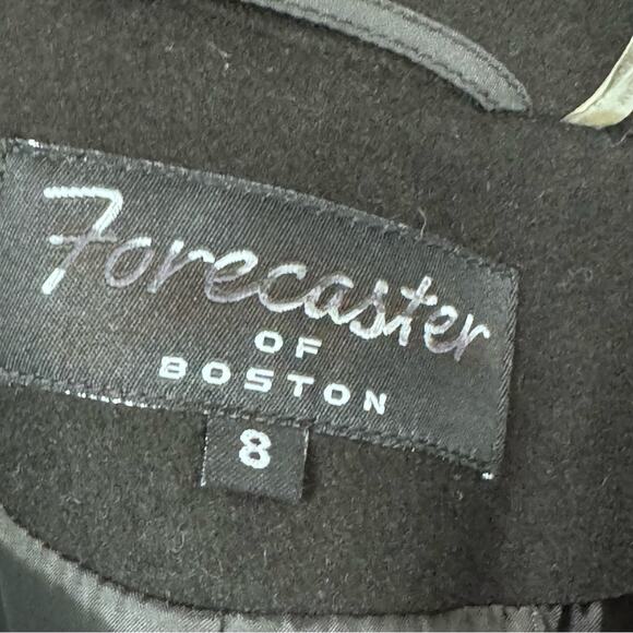 Vintage Wool Blend Double Breasted Pea Coat Black Dark Academia Minimalist SZ 8 - Picture 6 of 7